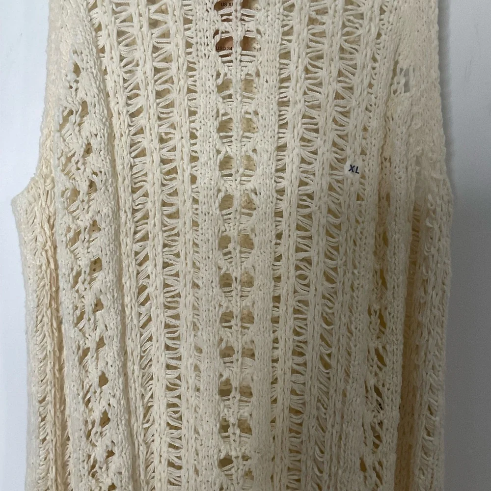 American Eagle Easy Open Stitch Weave Cream Sleeveless Knit Tank Top’ Sz XL NWTs - Picture 6 of 16